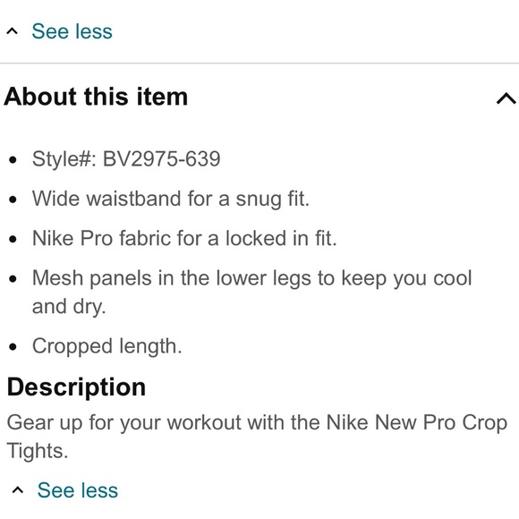 Nike Womens Pro Fall Pro Femme Print Crop Tight Womens Bv2975-639 size medium - Picture 3 of 10